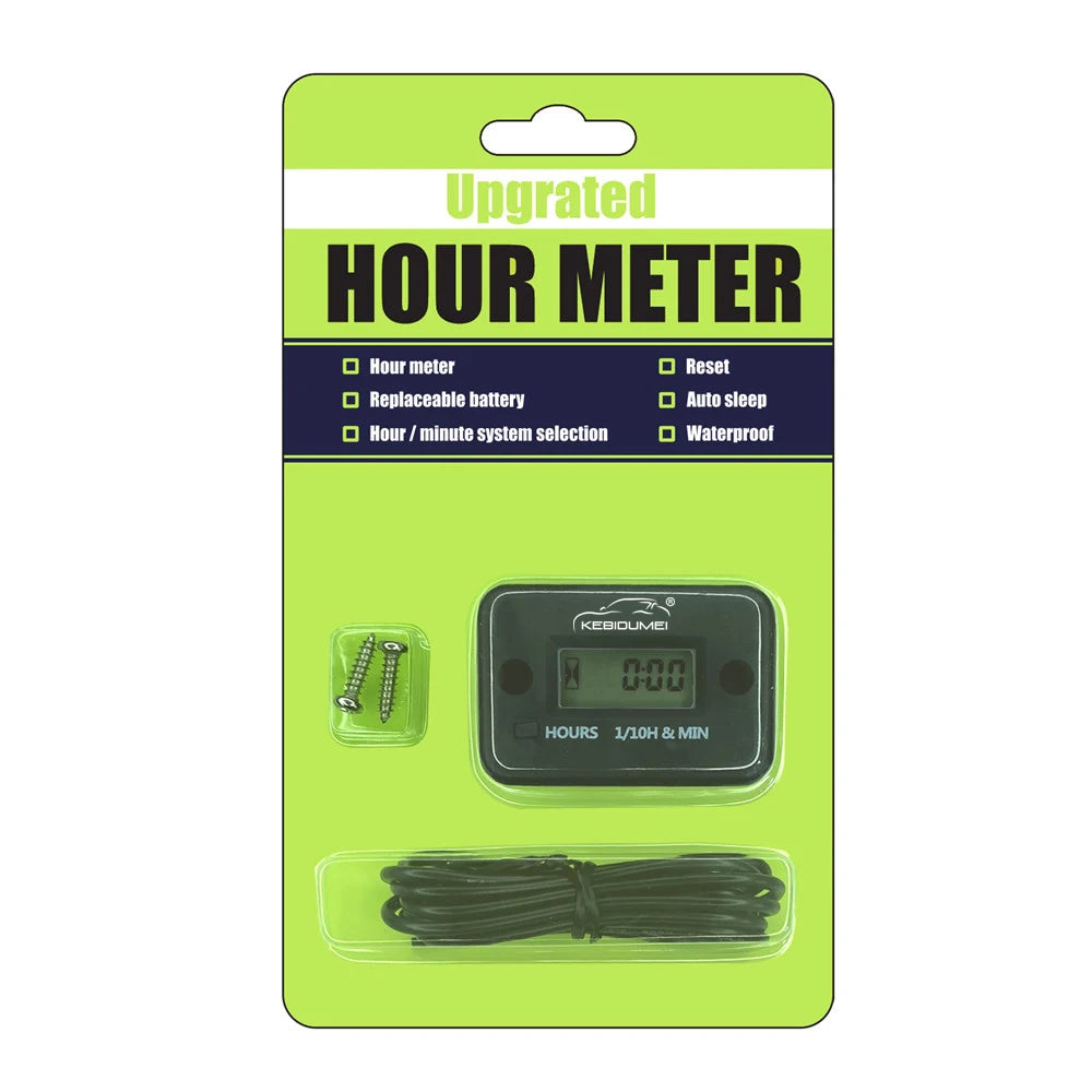 Digital Vibration Tachometer Hour Meter | Waterproof Engine Gauge with LCD Display detail view