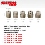 5PCS 32DP 48DP 64DP M0.6 3.175mm Metal Aluminium Pinion Motor Gear Set 12T-50T for 1/10 detail view