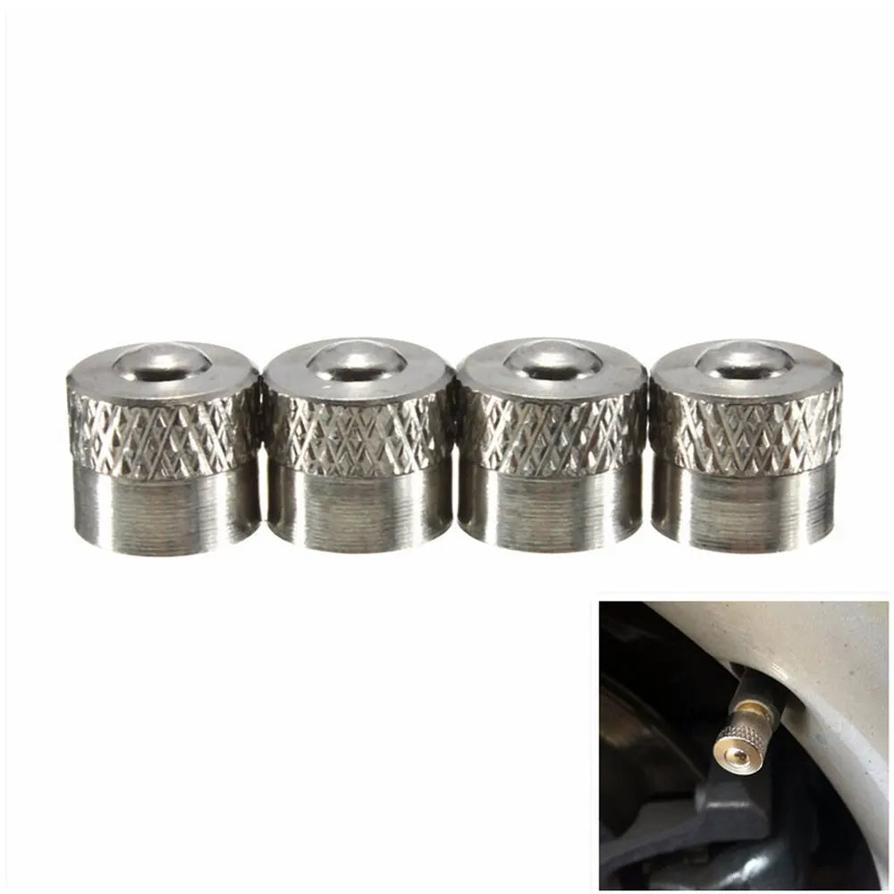 DSYCAR 4Pcs/Lot Aluminum Knurling Tire Valve Stem Caps | Dustproof Car Air Valve Cove lifestyle view