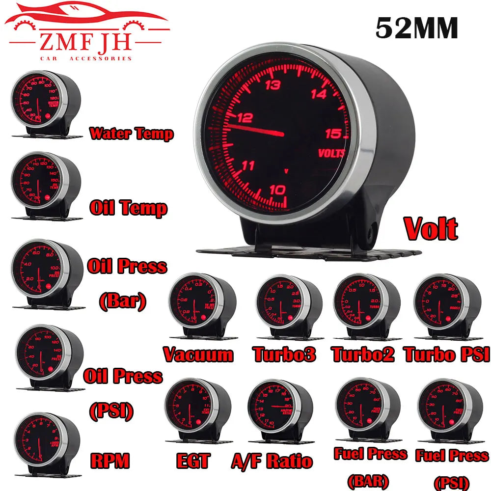 52mm Auto Gauge Meter Set with Electronic Sensors | 7 Color LED