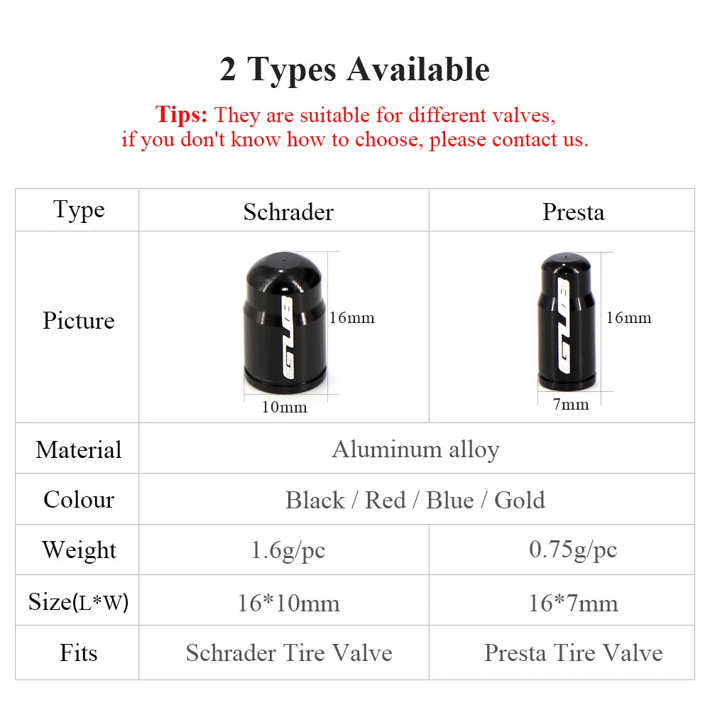 2pcs GUB Aluminum CNC Bicycle Tire Valve Cap MTB Road Bike Tube Tyre Gas Nozzle Cover fo detail view