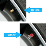 4Pcs Crystal Rhinestone Car Tire Valve Caps | Sparkly Dustproof Bling Tire Stem Covers close-up view