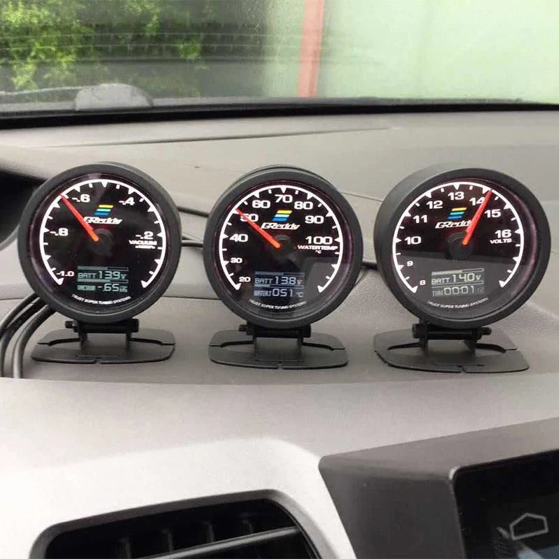 Universal 2.5 Inch 62mm 7 Color LCD Gauge | Water Temp Oil Pressure RPM Tachometer with Sensor