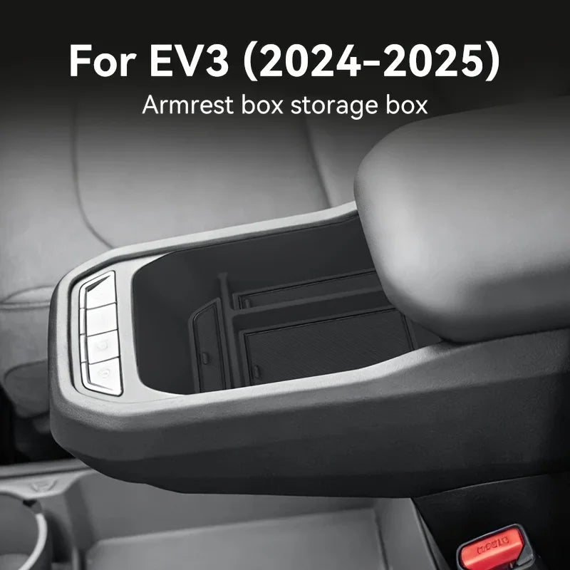 Suitable for 2024-2025 Kia Ev3 Armrest Storage Box, Center Console Storage Tray, Black C detail view