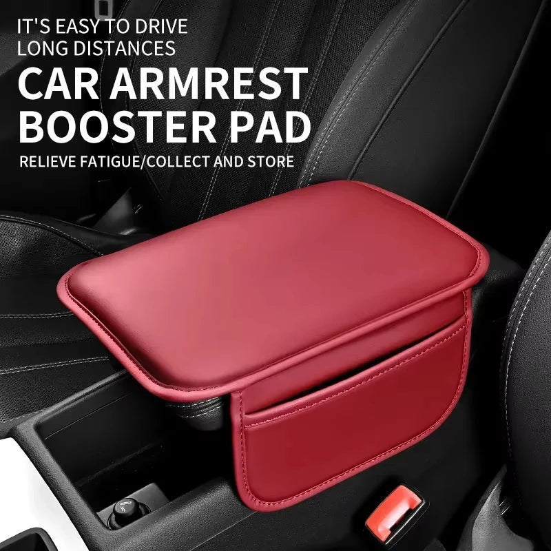 Leather Car Center Console Cover Armrest Box Mat Upgraded Armrest Box Cushion Arm Rest Mat with Side Storage Pocket