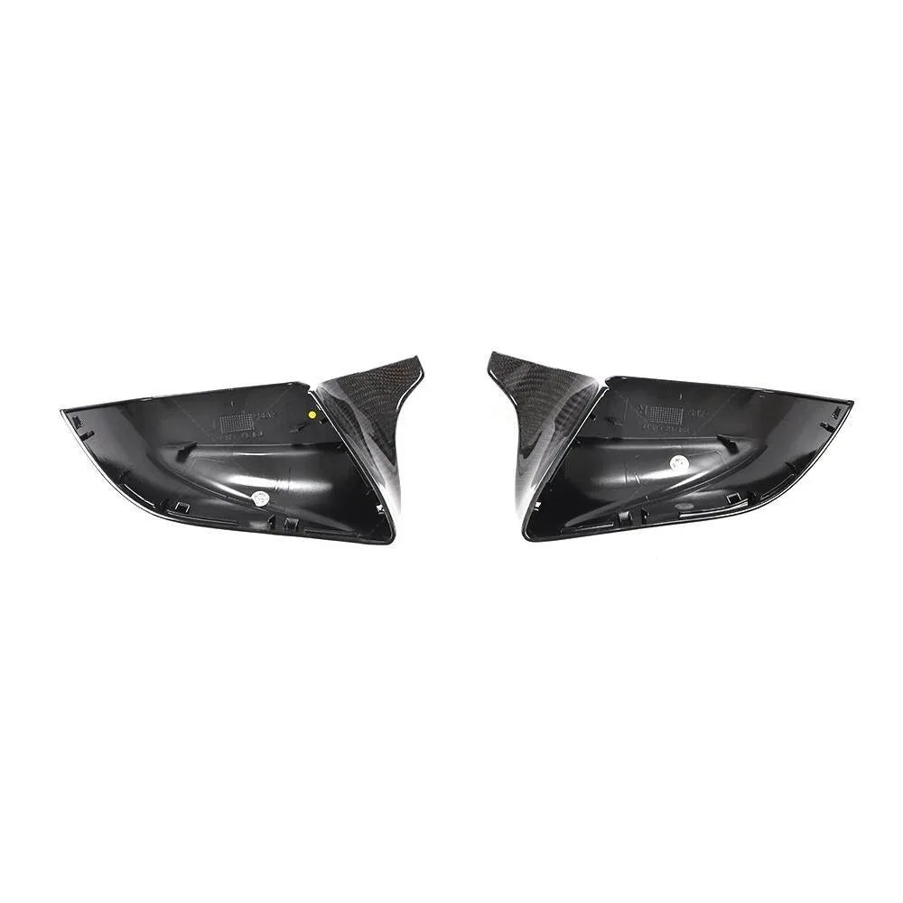 for 2017-2021 Tesla Model 3 Horn Style Horn Rear View Side Mirror Cover Case Glossy Black / Carbon Fiber
