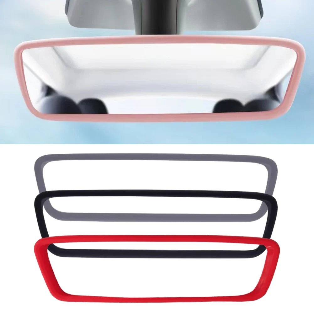 Car Rear View Mirror Protector Frame for Tesla Model 3 Y S X Silicone Center Console Acc detail view