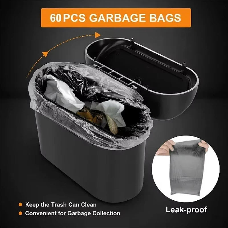 Car Trash Can (with Lid) Contains 1/2/3 Garbage Bags, Small Car Trash Can, Leak-proof Mi detail view