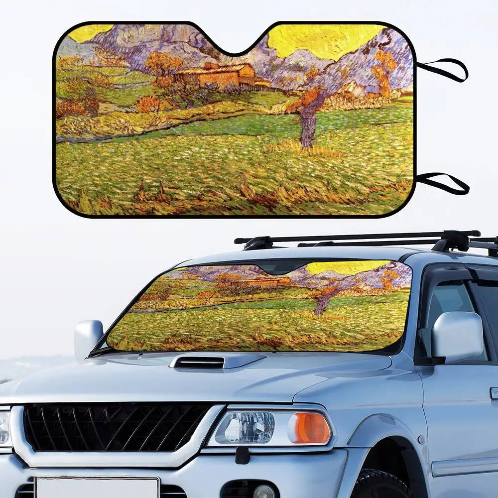 Starry Night Van Gogh Art Windshield Sun Shade | Car SUV Truck Front Window Protector lifestyle view