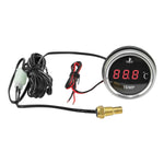 Red LED Water Temperature Gauge 52mm | 0-120℃ Temp Sensor with Flashing Alarm close-up view