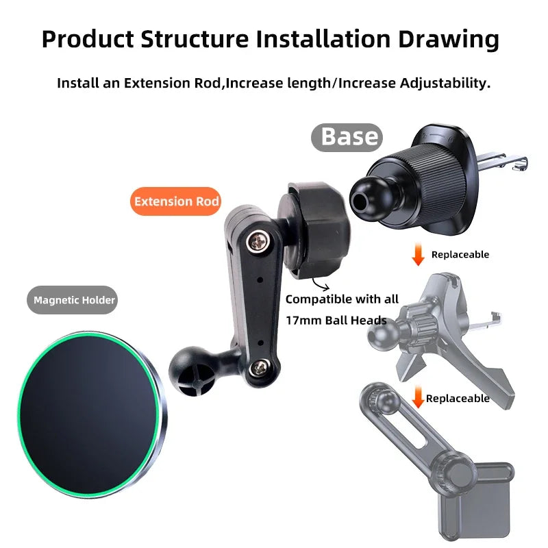 Car Phone Holder Extension Rod 17mm Ball Head alternate view
