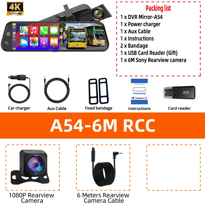 4K HD Car DVR Touch Screen | Dash Cam with Carplay & Android Auto close-up view
