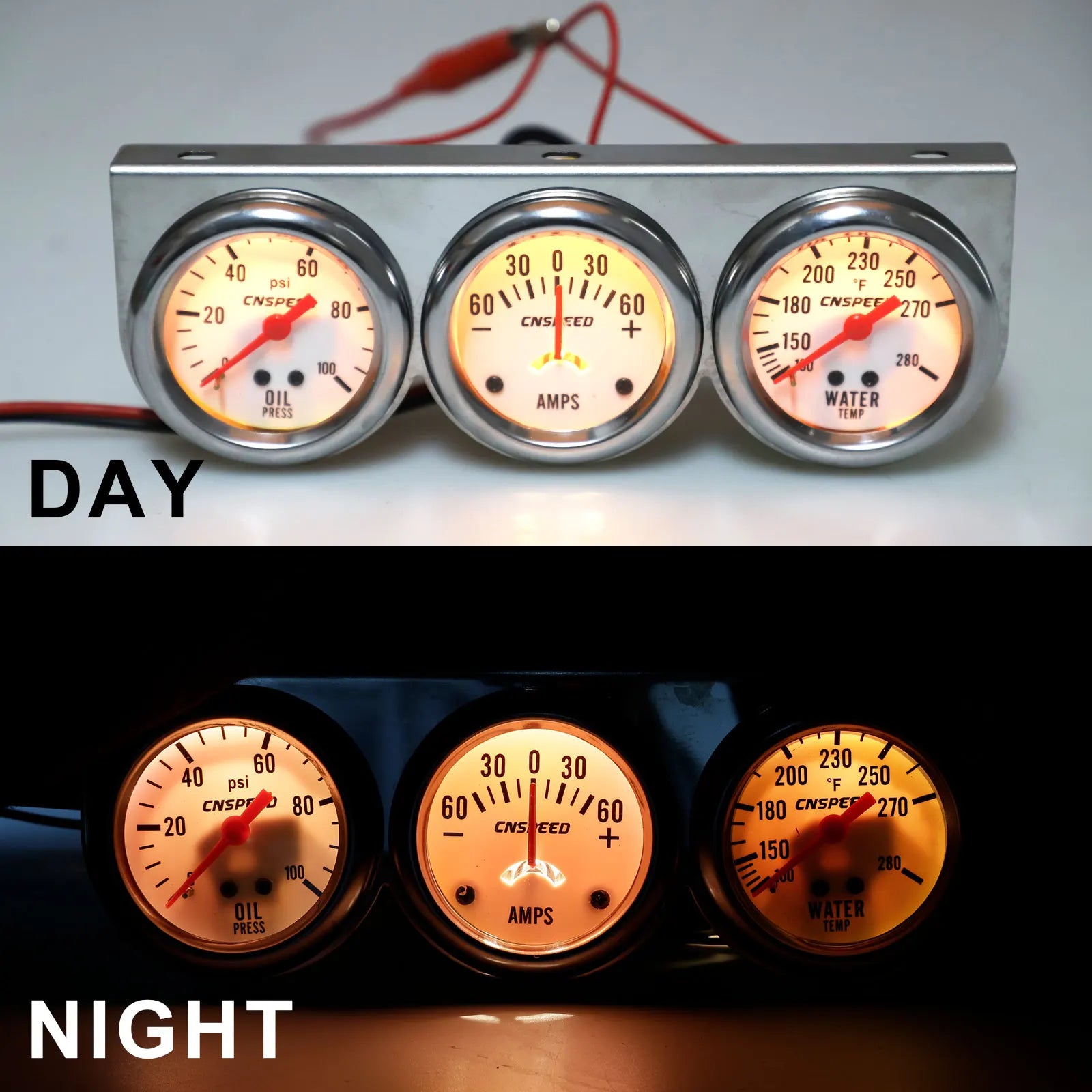 Oil Pressure Water Temp Voltmeter 3 in 1 Gauge Kit | 52mm Triple Gauge Mechanical Chr lifestyle view