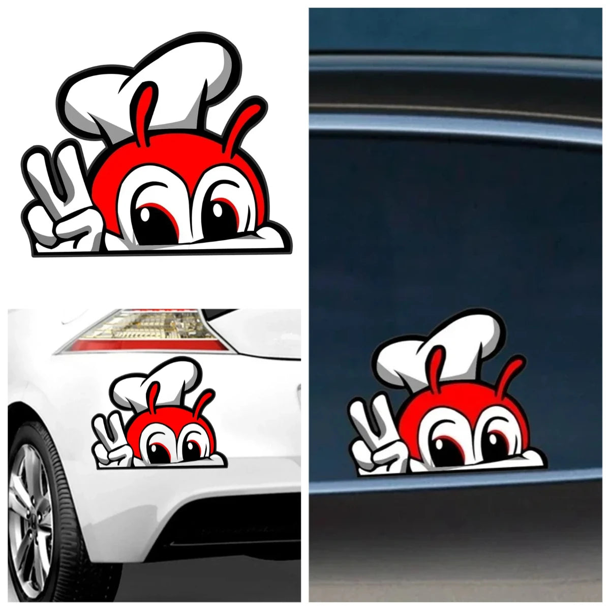 Cute JOLLIBEE Peeking Anime Car Sticker PVC Decal for Automobiles Motorcycles Exterior Vinyl Accesso