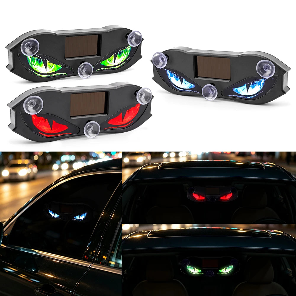 New Solar Devil Eye Warning Light LED Car Ambient Lighting Windshield Solar Type-C Charg detail view