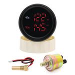 52MM 2 in 1 Digital Oil Temperature and Oil Pressure Gauge | Red LED Display for 12 additional angle