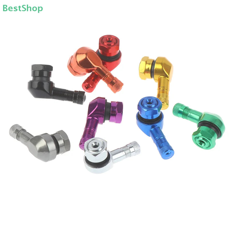 2* Aluminum Alloy Motorcycle Valve Stems | 90 Degree Tubeless Tire Valve for Rims additional angle