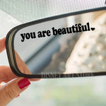 Car Rear View Mirror Vinyl Sticker Decal Boost Your Self-Care Motivational Quotes Decal detail view