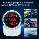 3 in 1 Car Gauge Water Temperature Oil Pressure Voltmeter 52mm Digital Red Backlight alternate view