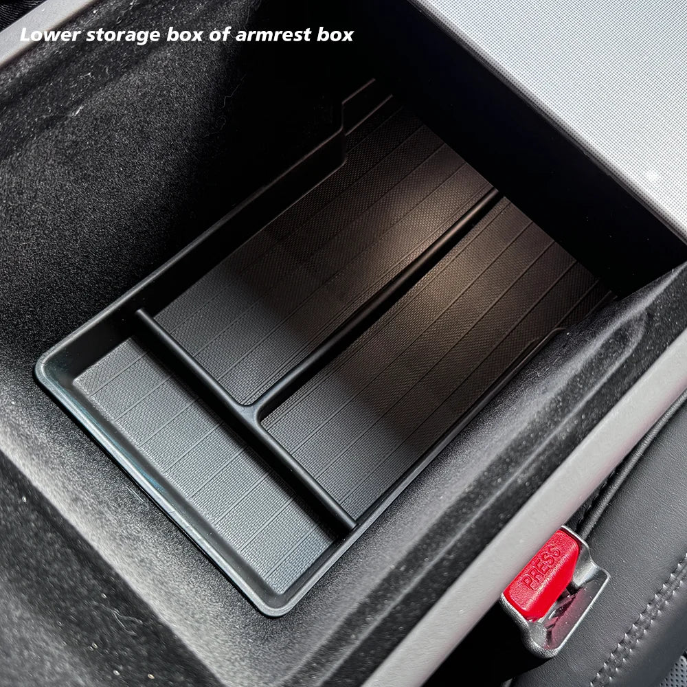 For Tesla New Model Y Juniper 2025 Launch Console & Armrest Upper and Lower Flocking Storage Box Watercup Holder Camera Cover
