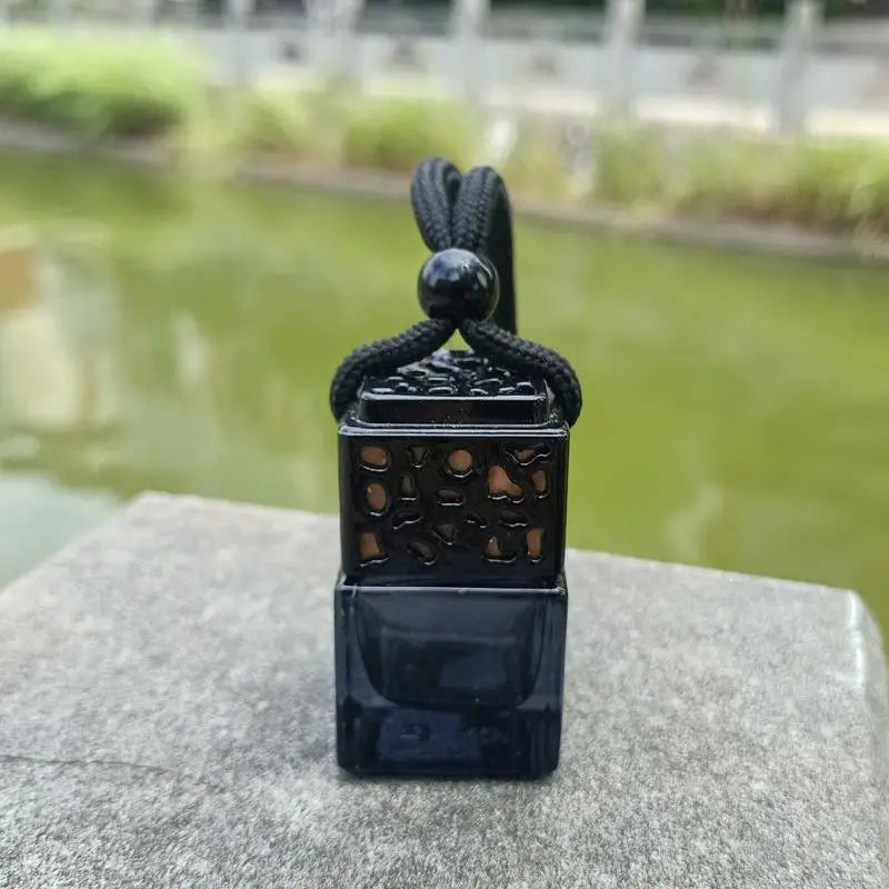 Square Glass Car Perfume Bottle Pendant | Empty Essential Oil Diffuser detail view