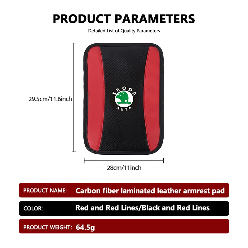 For Skoda Car Armrest Mat Center Console Arm Rest Protection Cushion Kamiq Karoq Octavia 2 3 Rapid Scala Kami Fabia VII VRS
