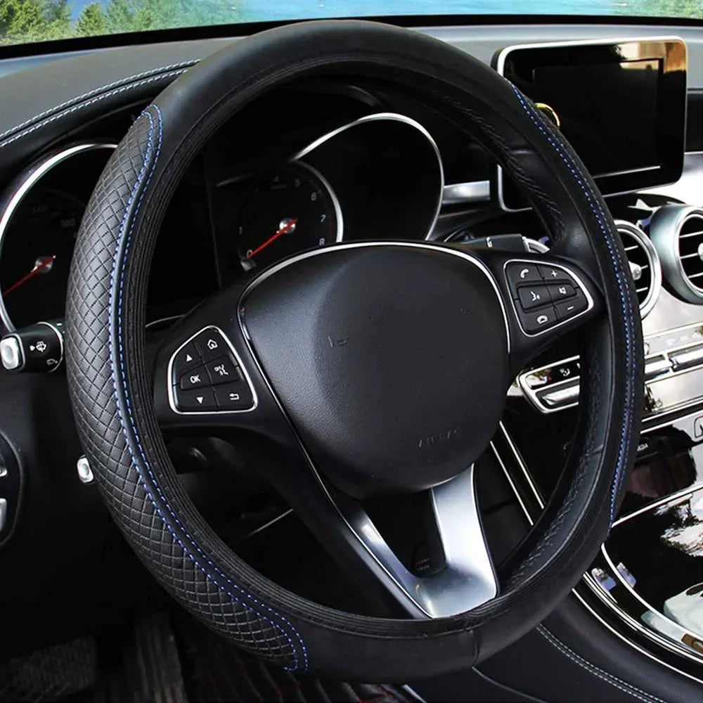 Universal Car Steering Wheel Cover Anti-Slip Micro Fiber Leather close-up view