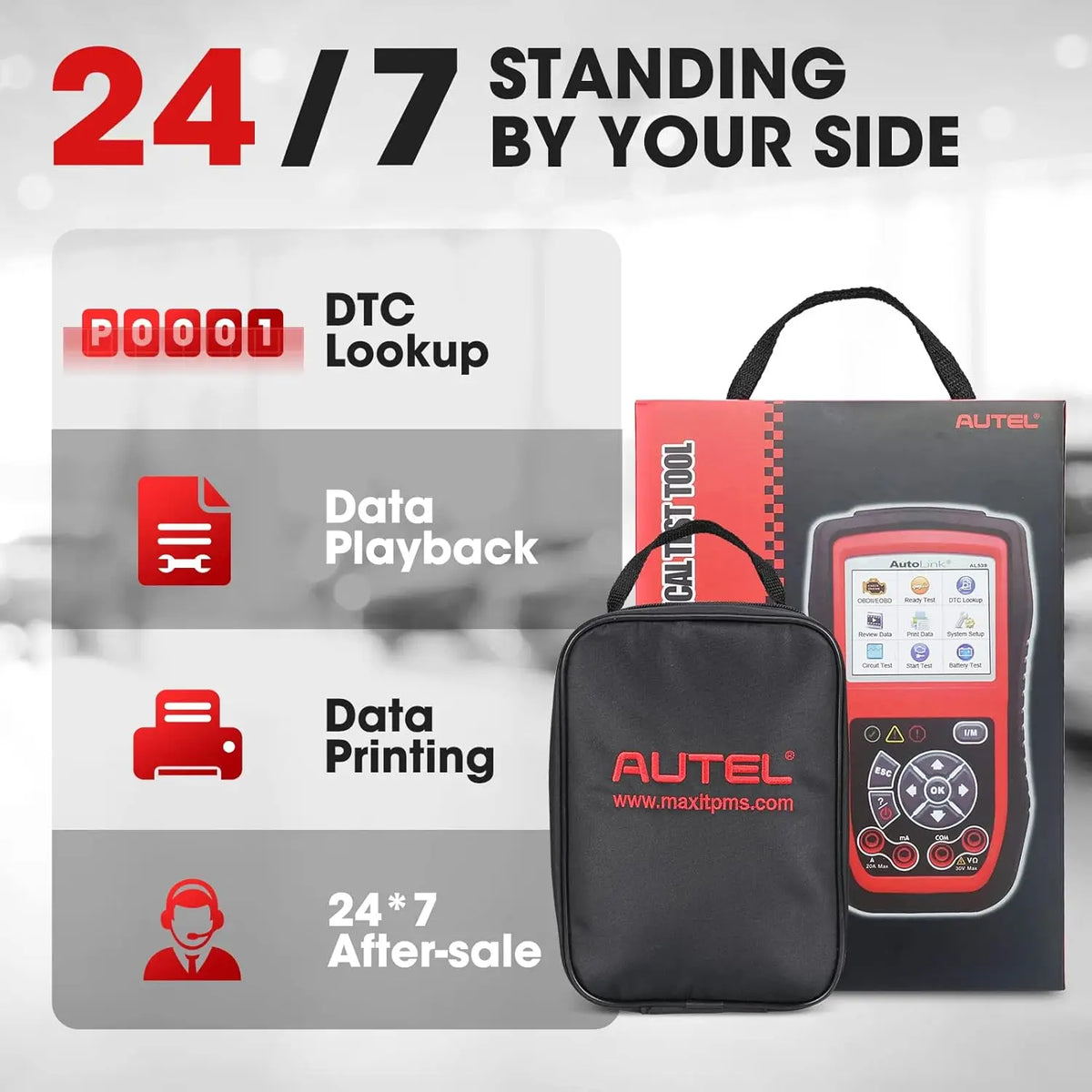 Autel AL539B OBD2 Scanner 3 in 1 Code Reader Battery Tester for 12 Volts Batteries Full OBDII Diagnosis Charging Systems Test