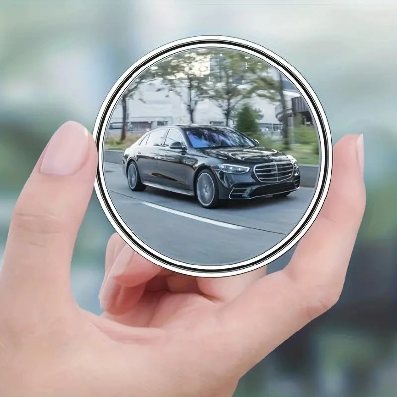A Pair of 360-Degree Adjustable Wide-Angle Blind Spot Mirrors, Reversing Mirrors, and close-up view