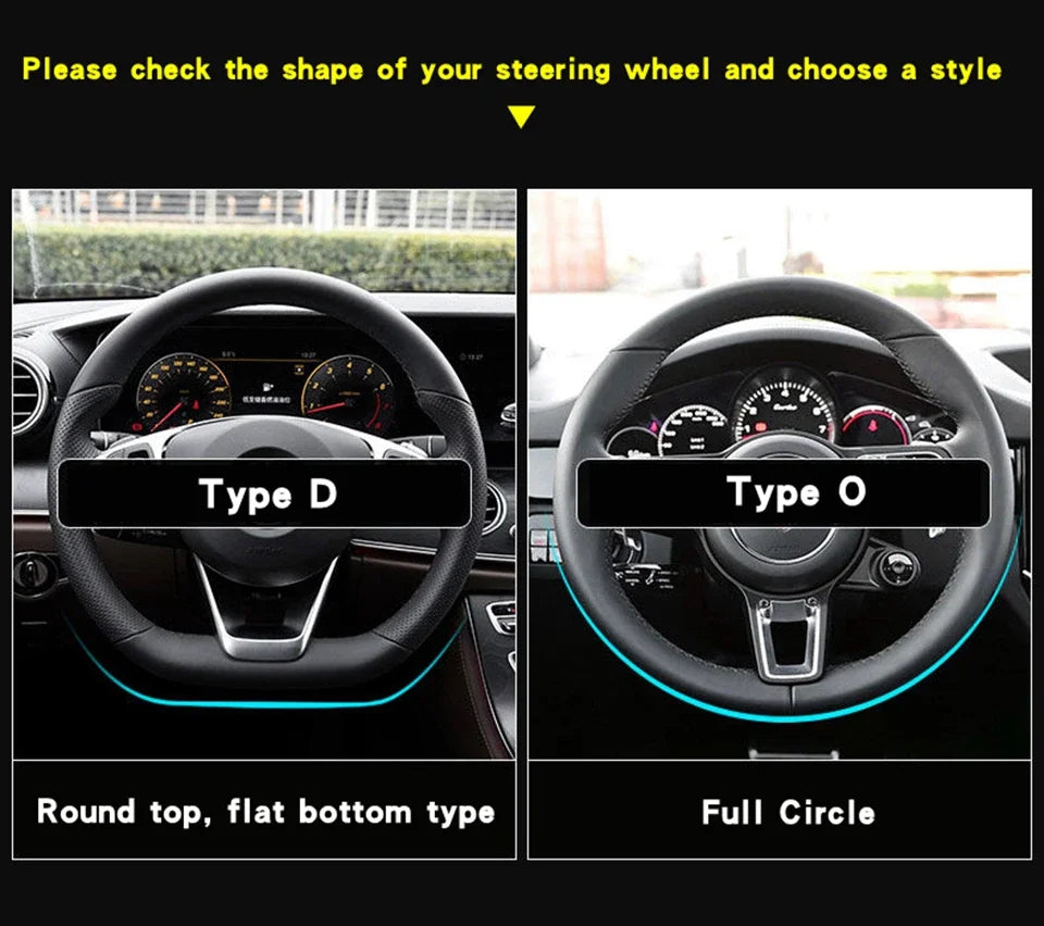 38mm Steering Wheel Cover Carbon Fiber Leather Non Slip Grip Universal Fit for Most additional angle