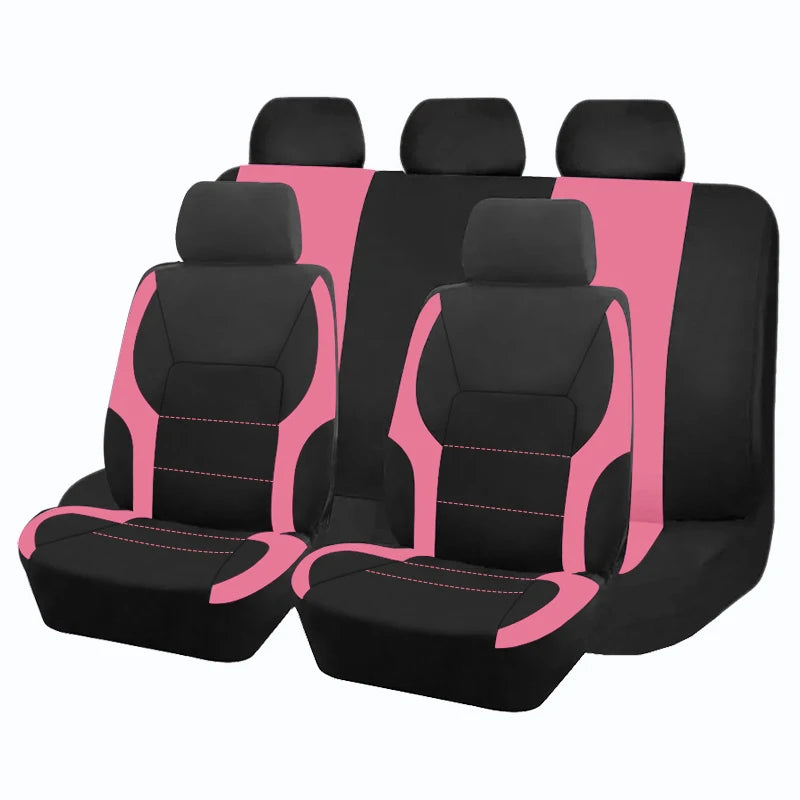 AUTO PLUS Sports Universal Polyester Car Seat Cover Set Fit Most Car Plain Fabric Bico close-up view