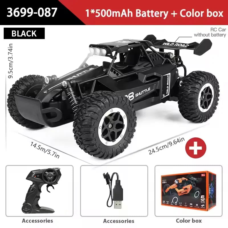 1:16 Scale Remote Control Monster Truck High Speeds 20KMH Off-Road RC Car with LED Light detail view