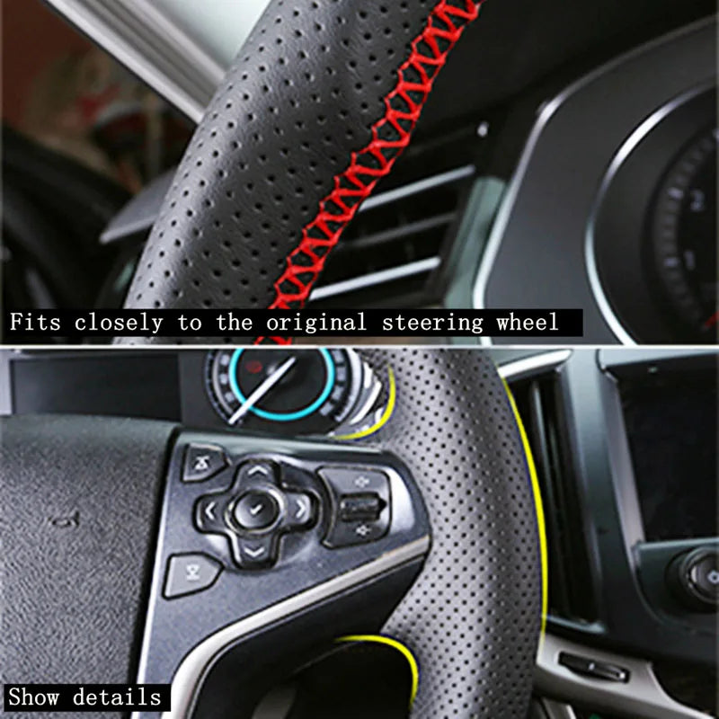 Customize Microfiber Leather DIY Car Steering Wheel Cover For Mercedes Benz W203 C-Cla close-up view