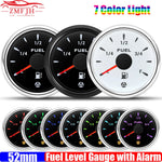 2" 52mm Fuel Level Gauge with Flashing Alarm | 7 Color Backlight for Car Boat