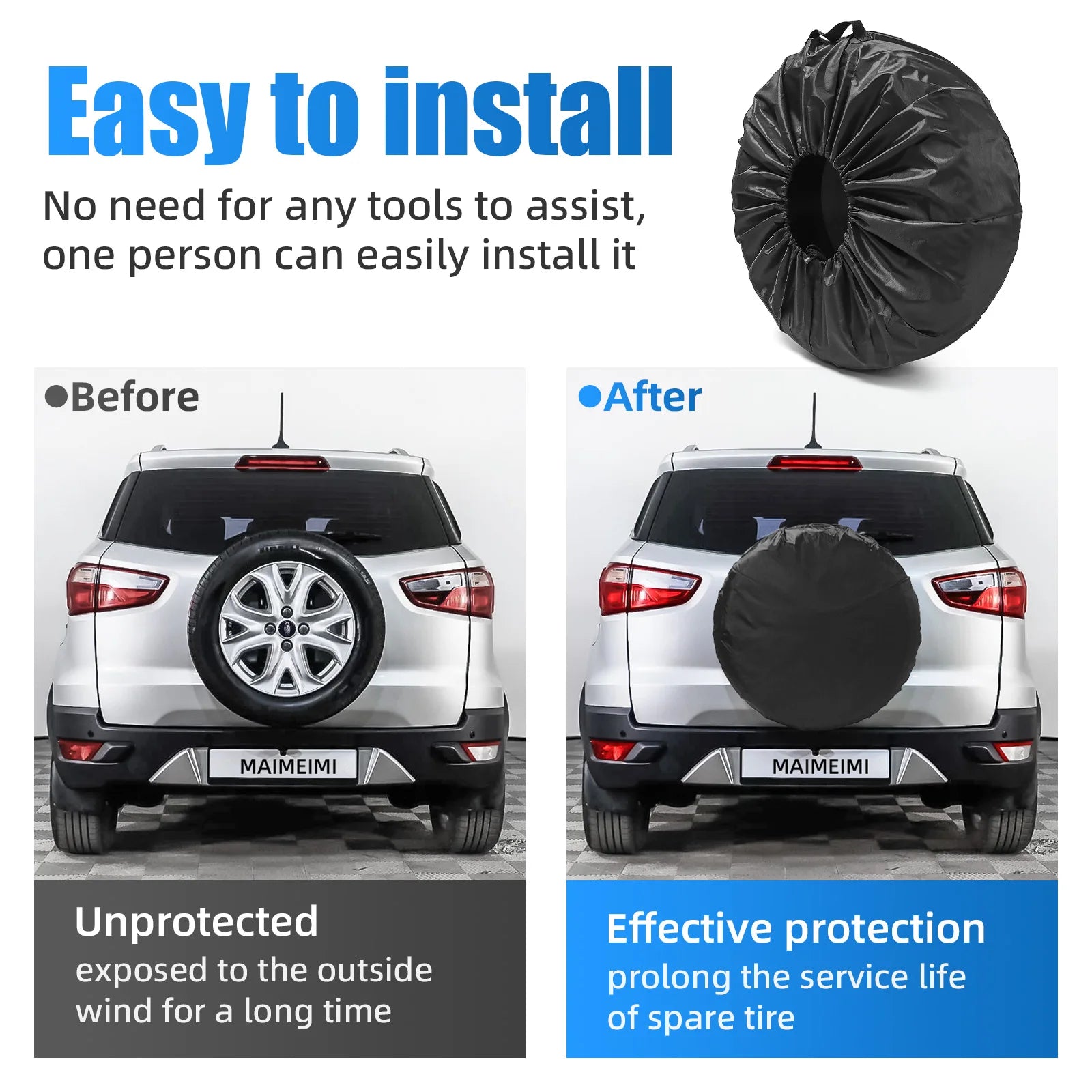 1/2/4PCS Car Auto Wheel Tire Cover | Weatherproof Dust-Proof Spare Tire Bag for 4x4 Ov close-up view