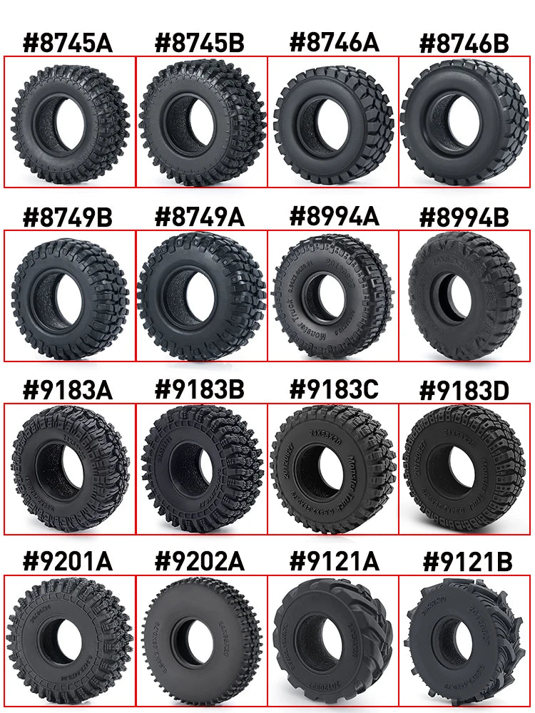 4PCS Rubber Tyres for 1/18 1/24 Axial SCX24 TRX4M Micro Crawler alternate view