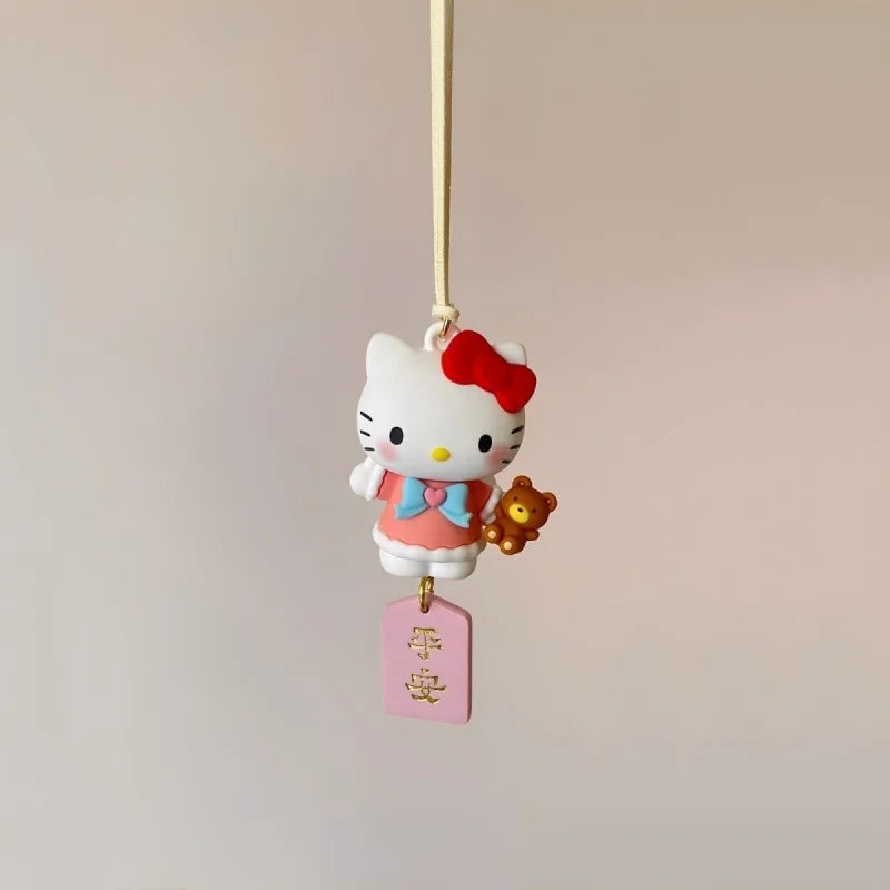 2025 New Miniso Pink Cartoon Cute HelloKitty Car Rearview Mirror Pendant Car Interior Decoration Pendant Cute Bag Pendant