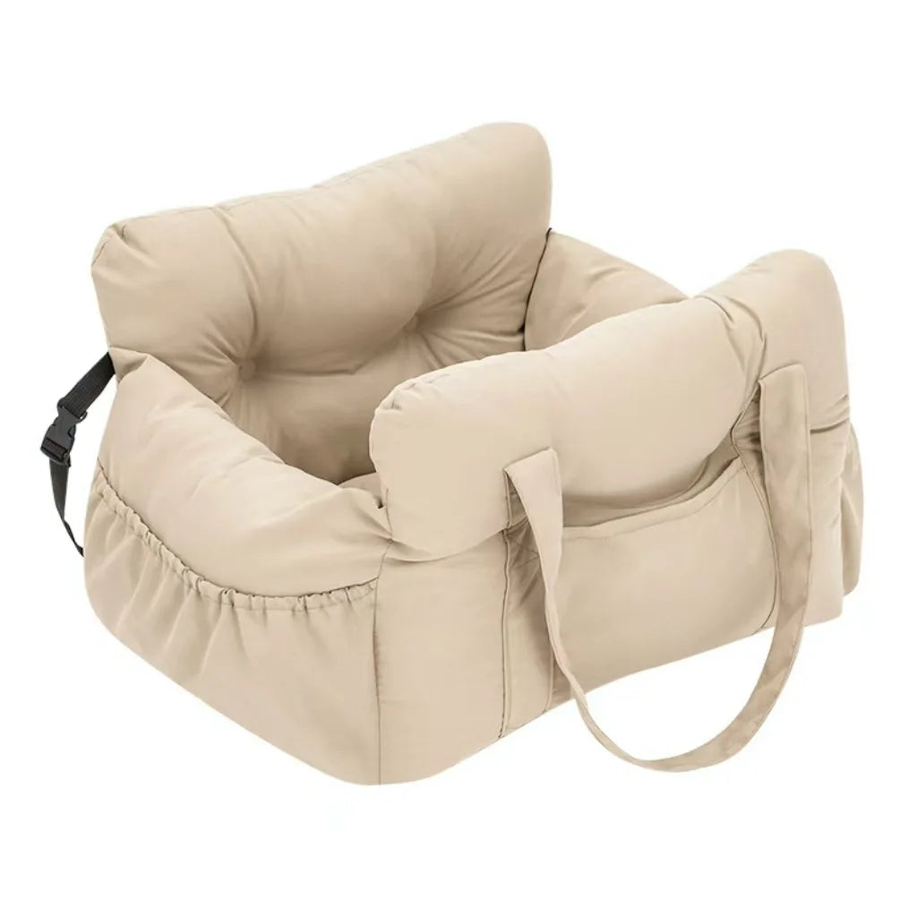 Dog Car Seat with Safety Belt | Non-Slip Pet Travel Bed for Small Dogs close-up view