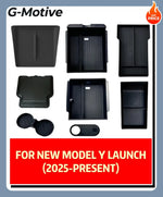 For Tesla New Model Y 2025 Launch Juniper ABS with Silicone Non-slip Mat Console & Armrest Storage Box Upper and Lower Watercup