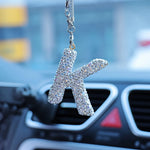 Letter Butterfly Knot Clay Car Interior Accessories Hanging Ornament Women's Rhinestone Car Rearview Mirror Pendant Drop