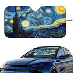 Starry Night Van Gogh Art Windshield Sun Shade | Car SUV Truck Front Window Protector close-up view