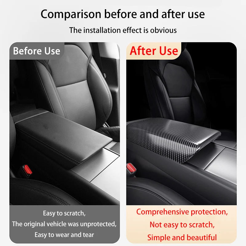 Car Center Console Armrest Pad For Tesla Model Y Juniper 2025+ ABS Hard Shell Cover Auto Central Armrest Box Cover Accessories