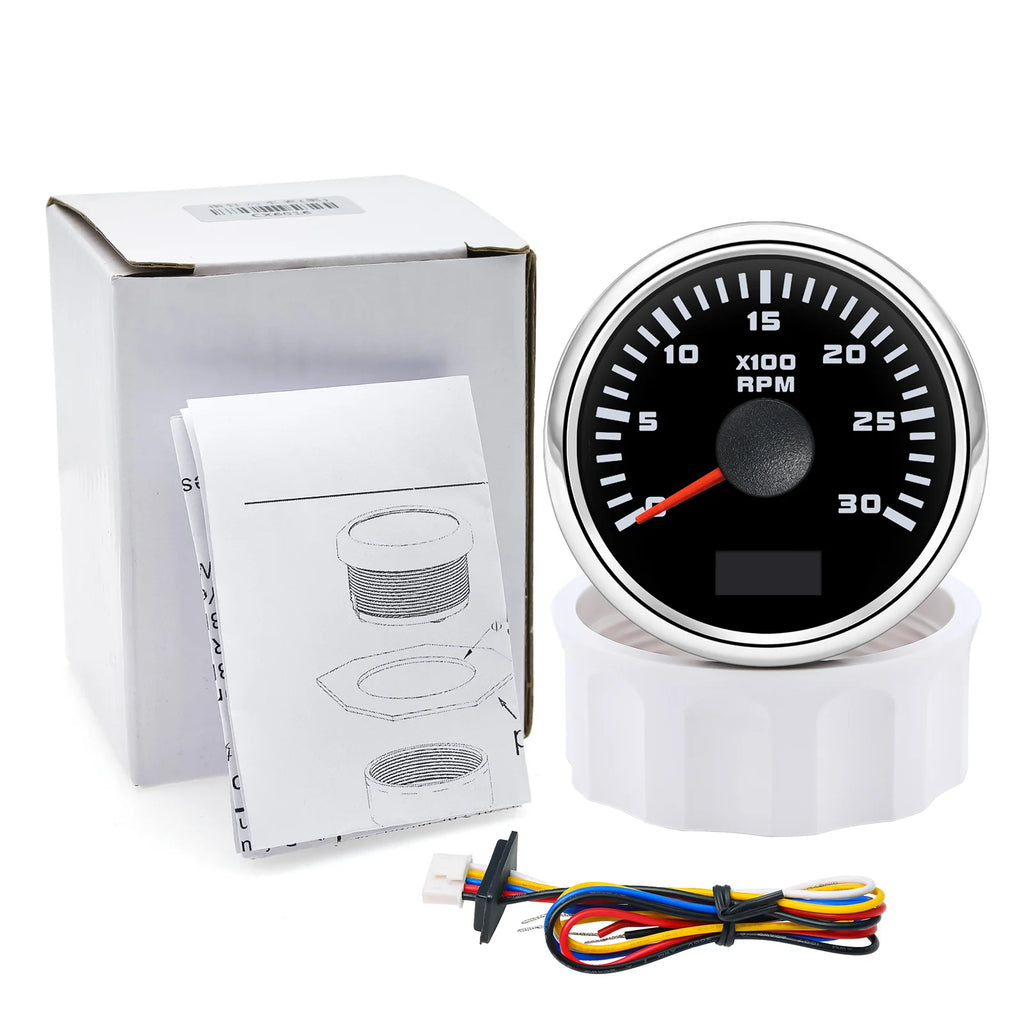 3000/4000/6000/7000/8000 RPM Gauge with Hourmeter Gauge 52mm Tachometer Waterproof 7 Color Backlight Tacho Gauge For Car Boat