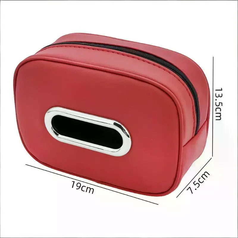 Nappa Leather Car Tissue Box Holder Sun Visor Backseat Center Console Napkin Storag additional angle