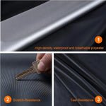 Universal Black Orange Car Cover | Waterproof Outdoor Protection for SUV Sedan close-up view