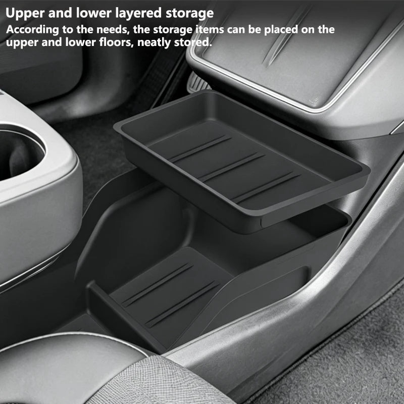 for Tesla Model Y Standard 2026 Accessories Center Console Storage Organizer Box Armrest Box Storage Tray Protection Mat