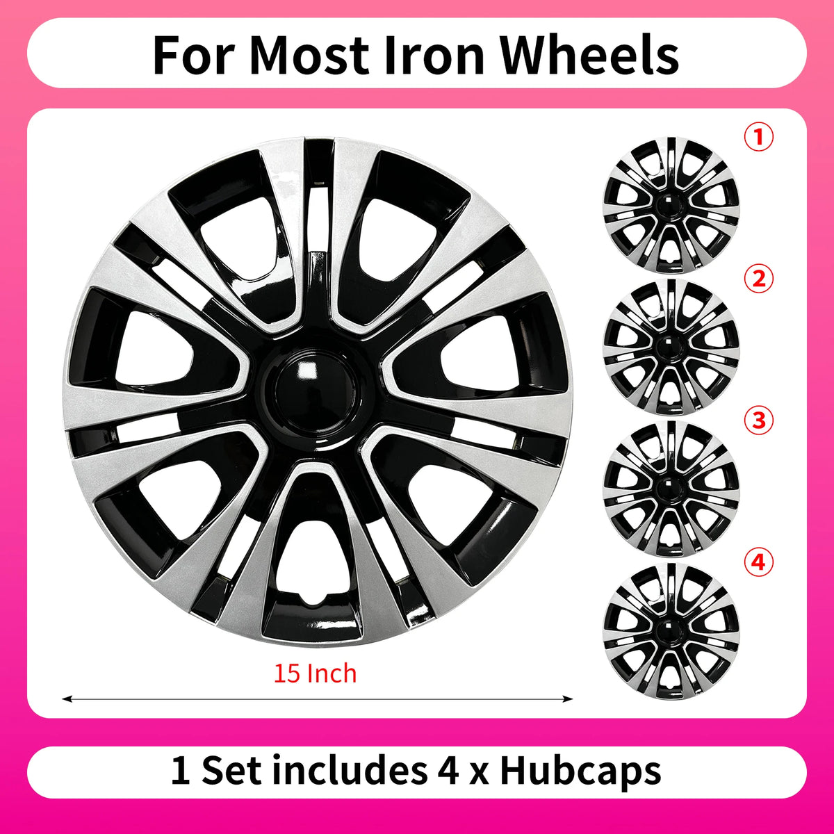 4PC 15 Inch Iron Steel Wheels Hubcaps Cover for Automobile Full Rim Cover Caps Rim Hubcap for R15 Tire Universa Car Accessories