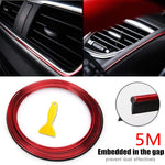 5M Red Universal Car Moulding Decoration Flexible Strip Interior Dashboard Panel Door Gap Edge Line