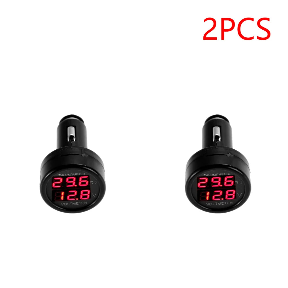 2 IN 1 Car Voltmeter Thermometer | 12V 24V Cigarette Lighter Battery Monitor additional angle