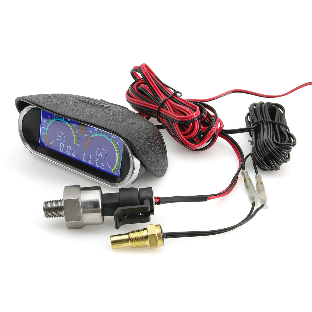 2 in 1 Car LCD Gauge Digital Water Temperature Meter and Oil Pressure | 1/8 NPT Senso alternate view